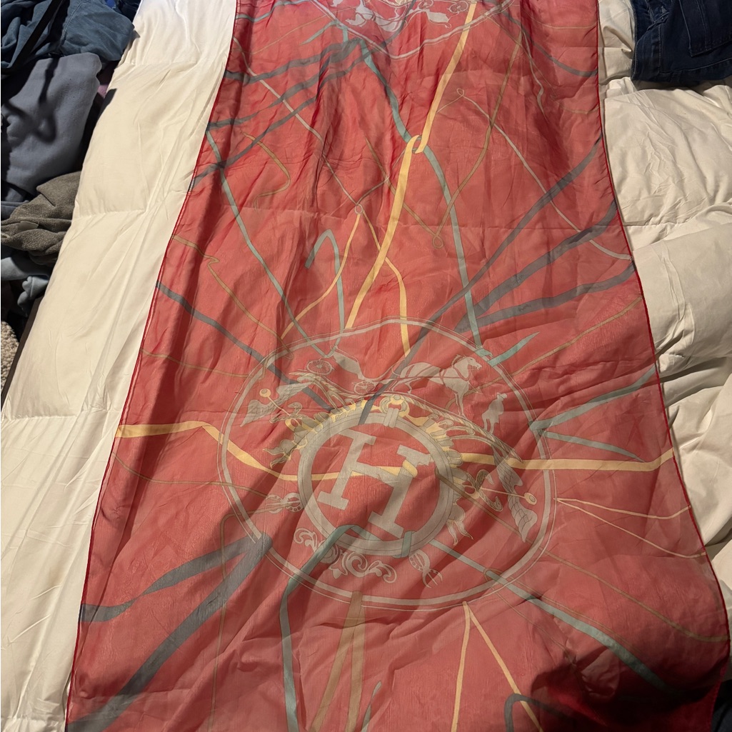 Hermes Red And Gold Scarf